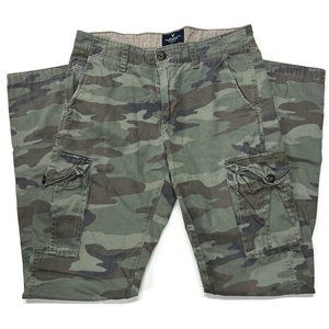 American Eagle Cargo Pants 30 x 34 Green Camo Military Slim Straight